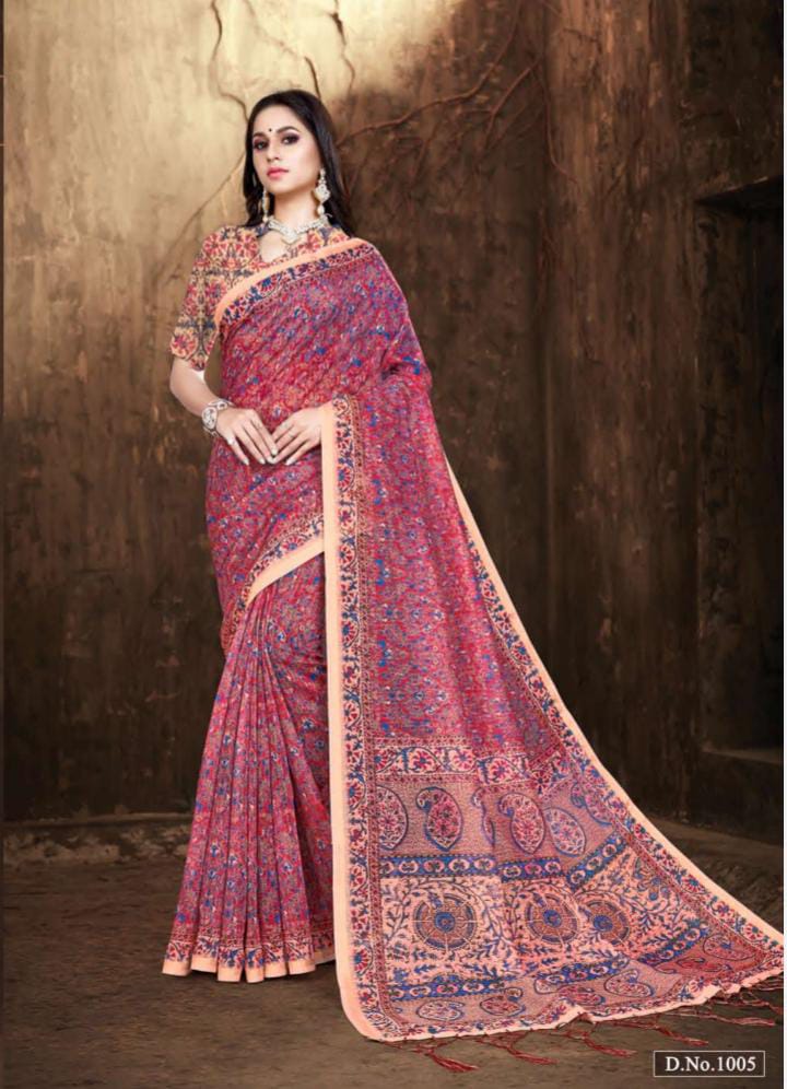 ranisaa sarees nusrat 1001 to 1006 soft cotton attrective print saree catalog