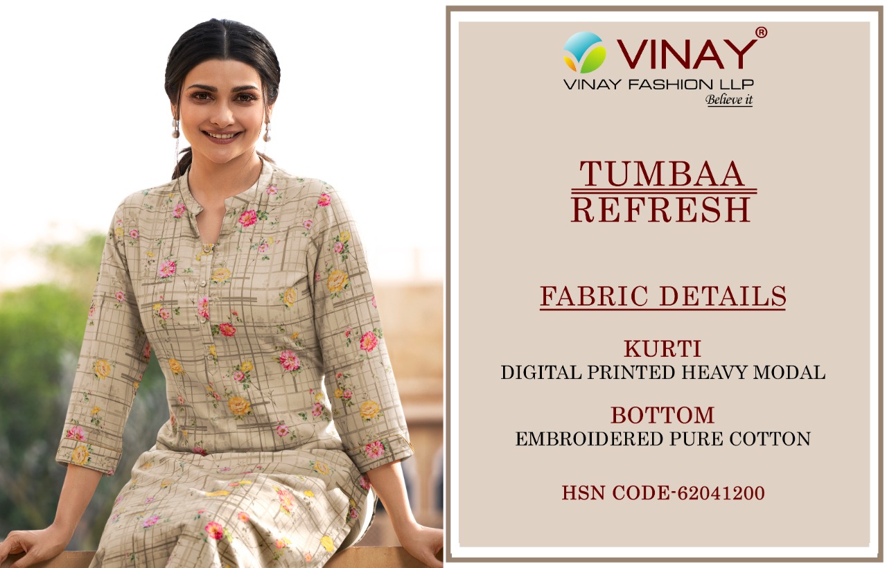 vinay fashion tumbaa refresh cotton elegant look Kurti bottom with dupatta catalog