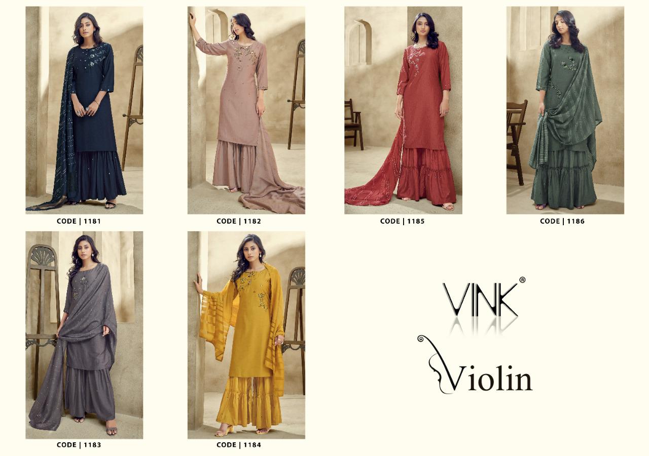 vink violin silk gorgeous look kurta dupatta with sharara catalog