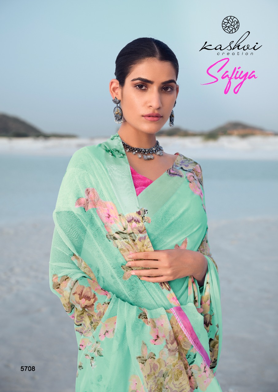 lt kashvi creation safiya shiffon beautiful print saree catalog