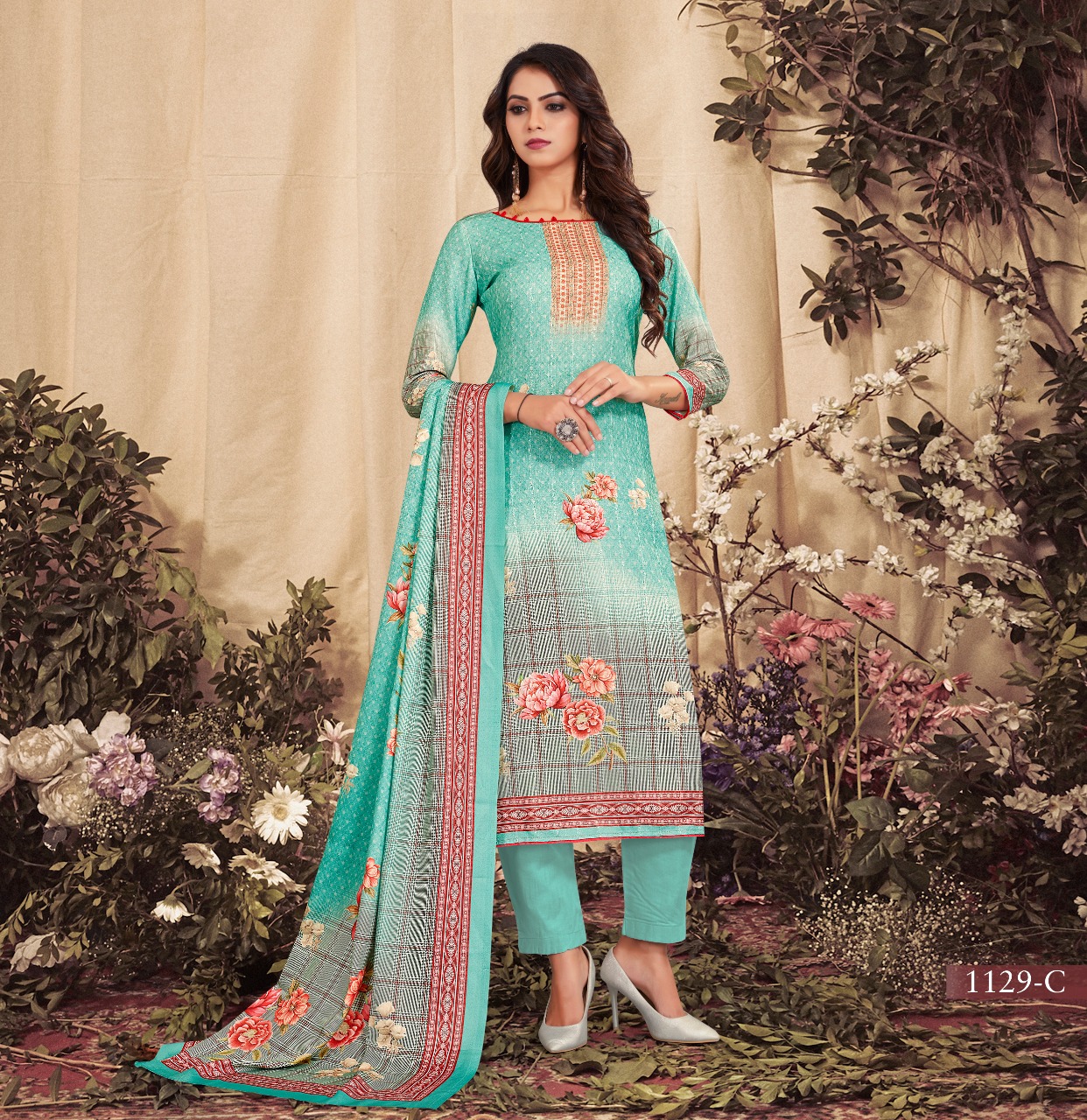 bipson nargis d no 1129 Woollen Pashmina exclusive print and colours salwar suit colour set