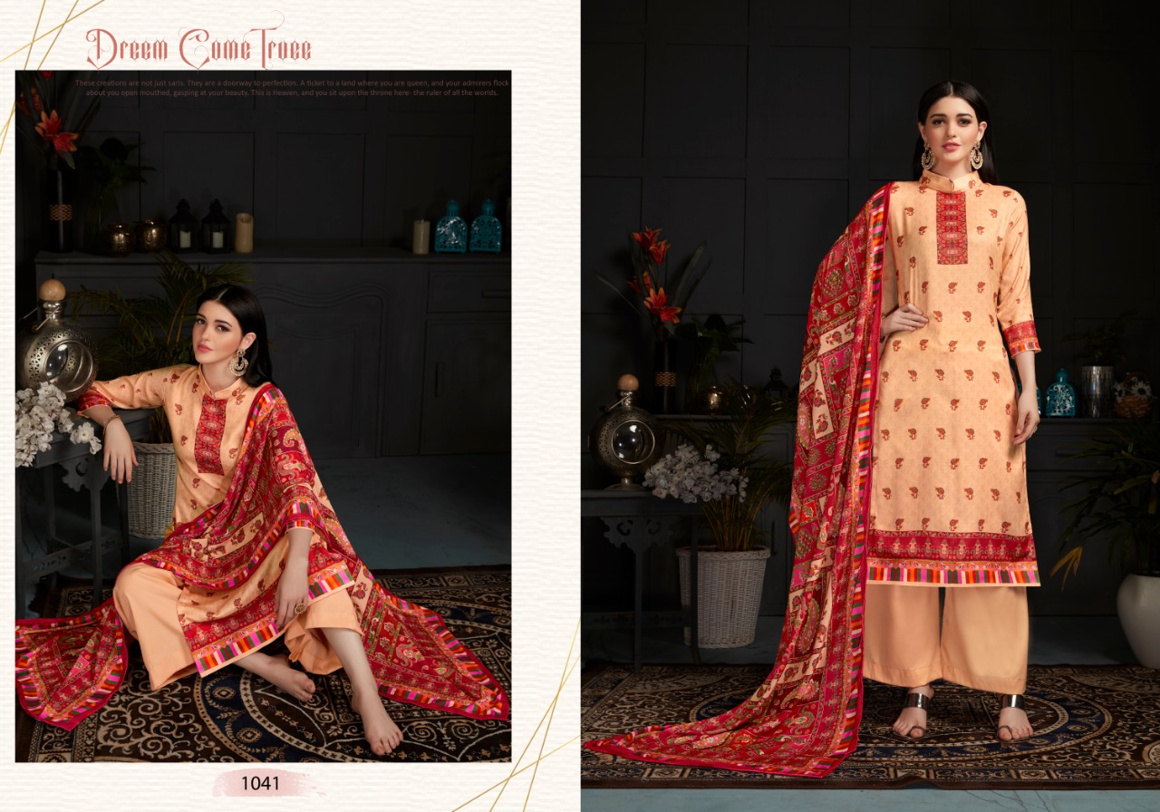 bipson shaneel 1041 1044 Woollen Pashmina exclusive print and colours salwar suit colour set