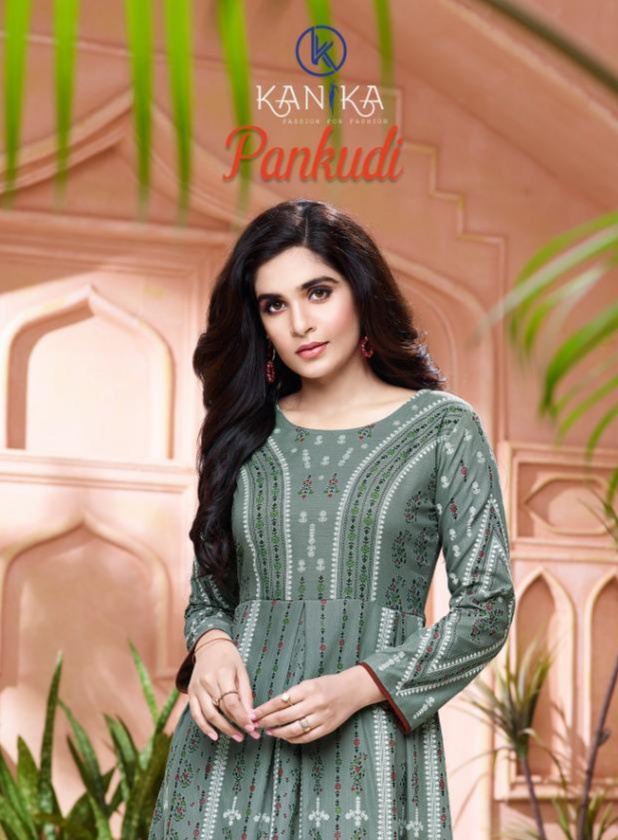 kanika pankhudi gown style regal look kurti catalog