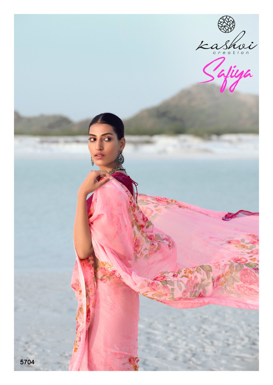 lt kashvi creation safiya shiffon beautiful print saree catalog