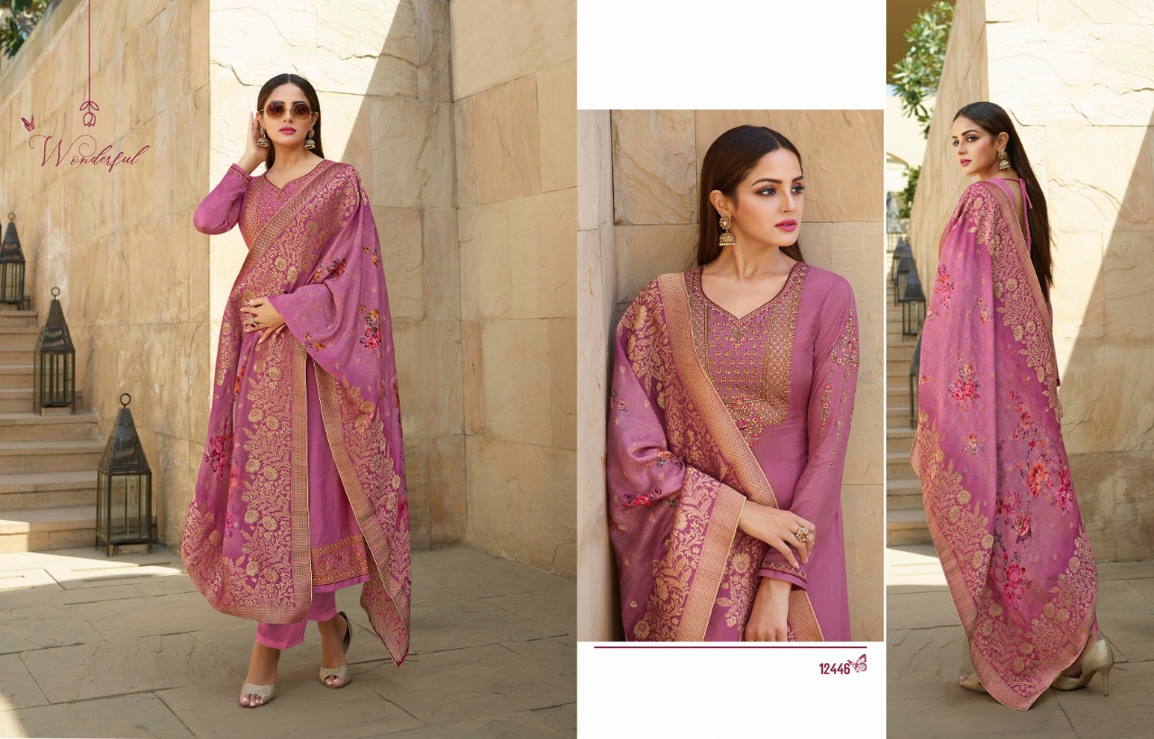 meera trendz zisa  resham satin gorgeous look salwar suit catalog