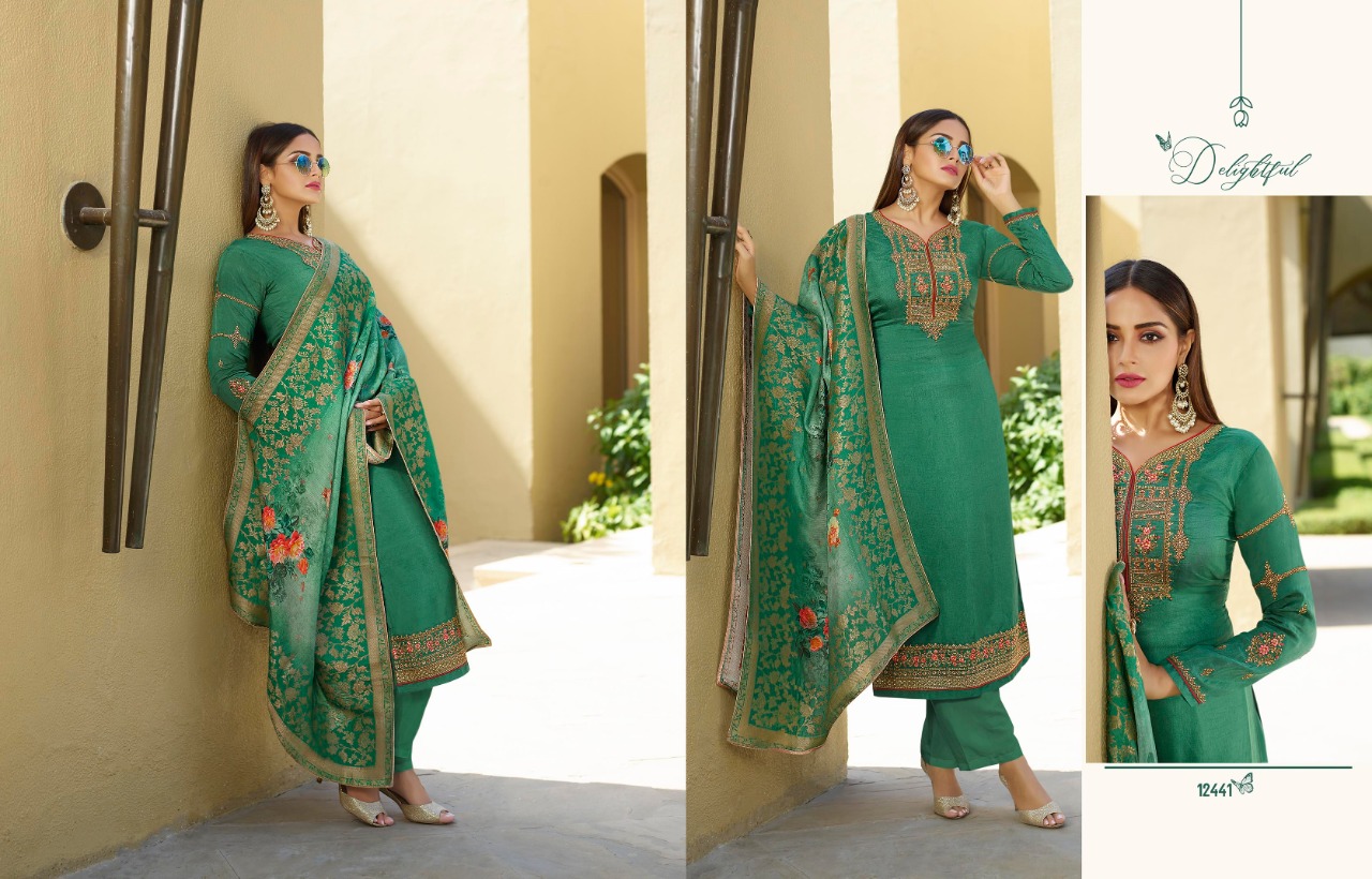 meera trendz zisa  resham satin gorgeous look salwar suit catalog