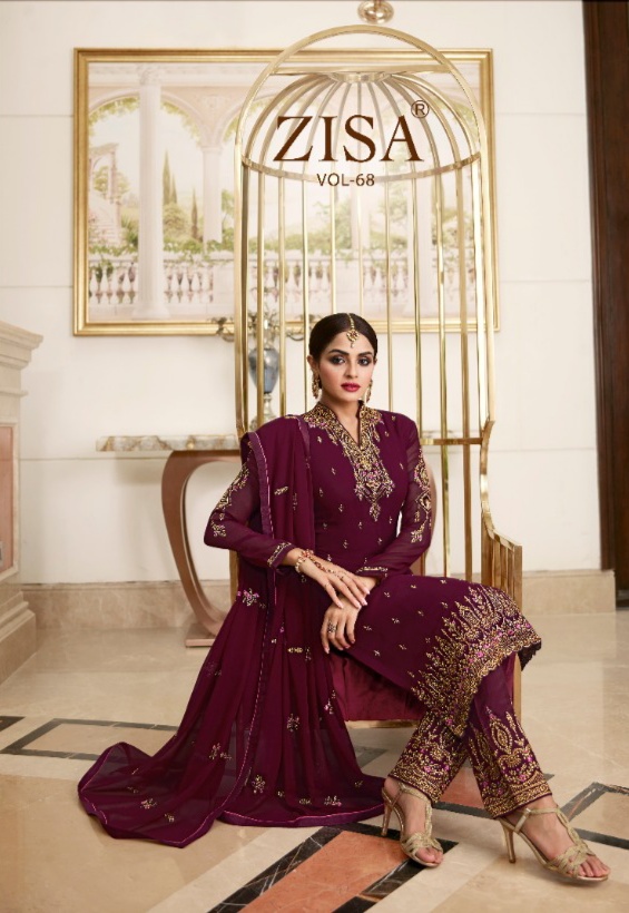 meera trendz zisa vol 68 georgget regal look salwar suit catalog