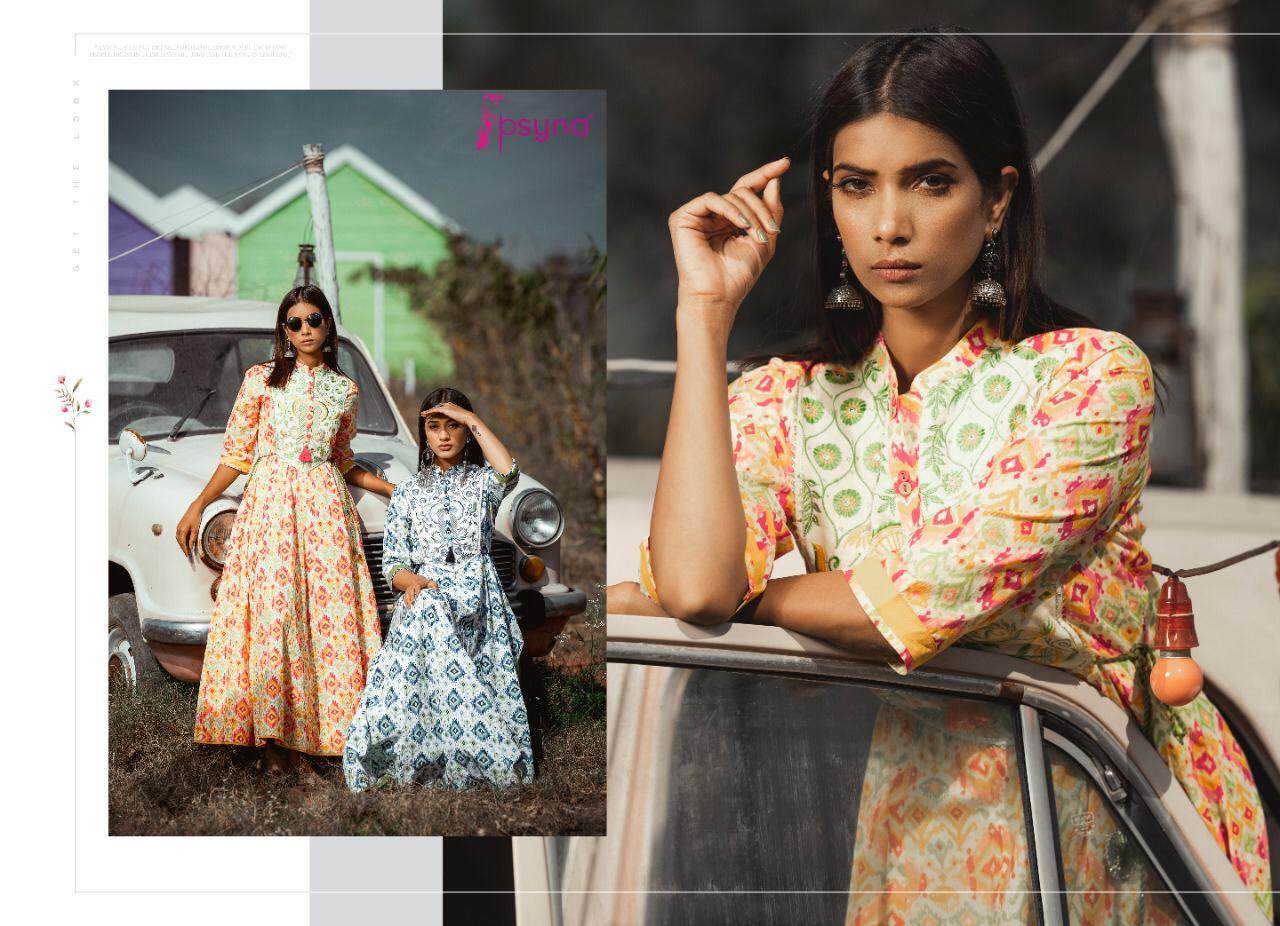 psyna Pastel story rayon classic trendy gown look kurti catalog