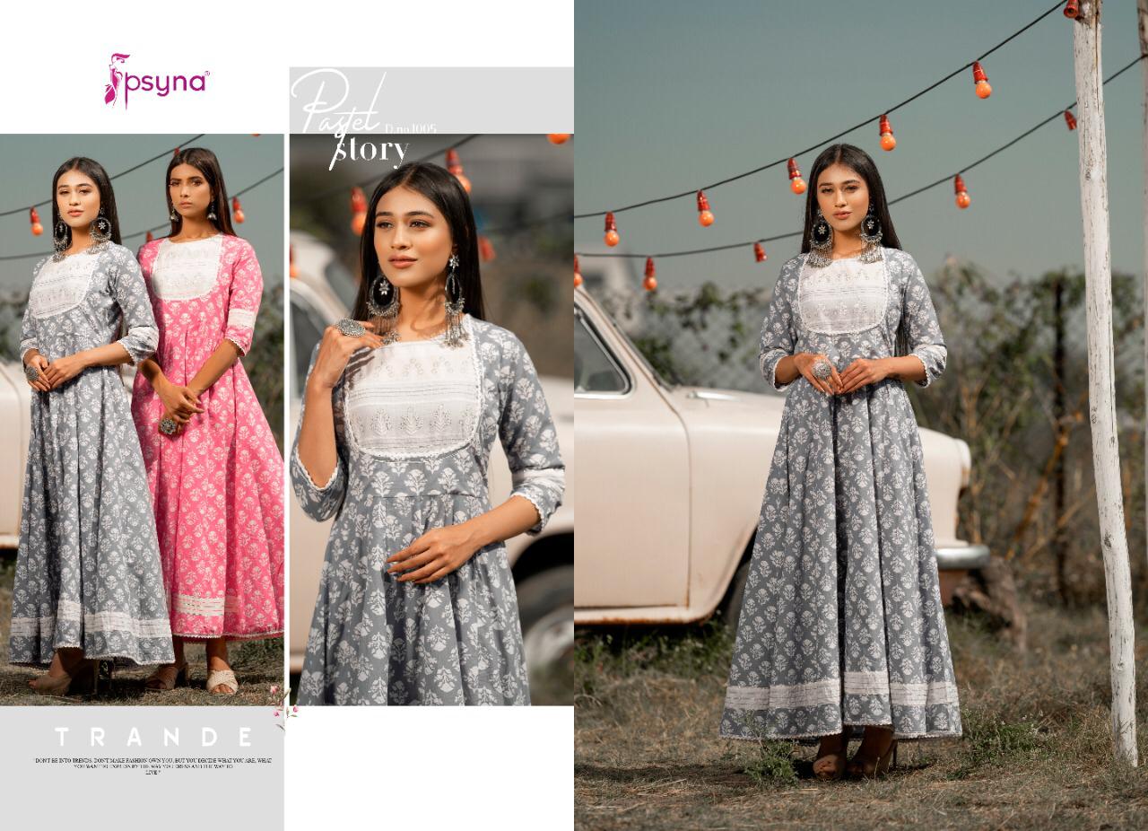 psyna Pastel story rayon classic trendy gown look kurti catalog