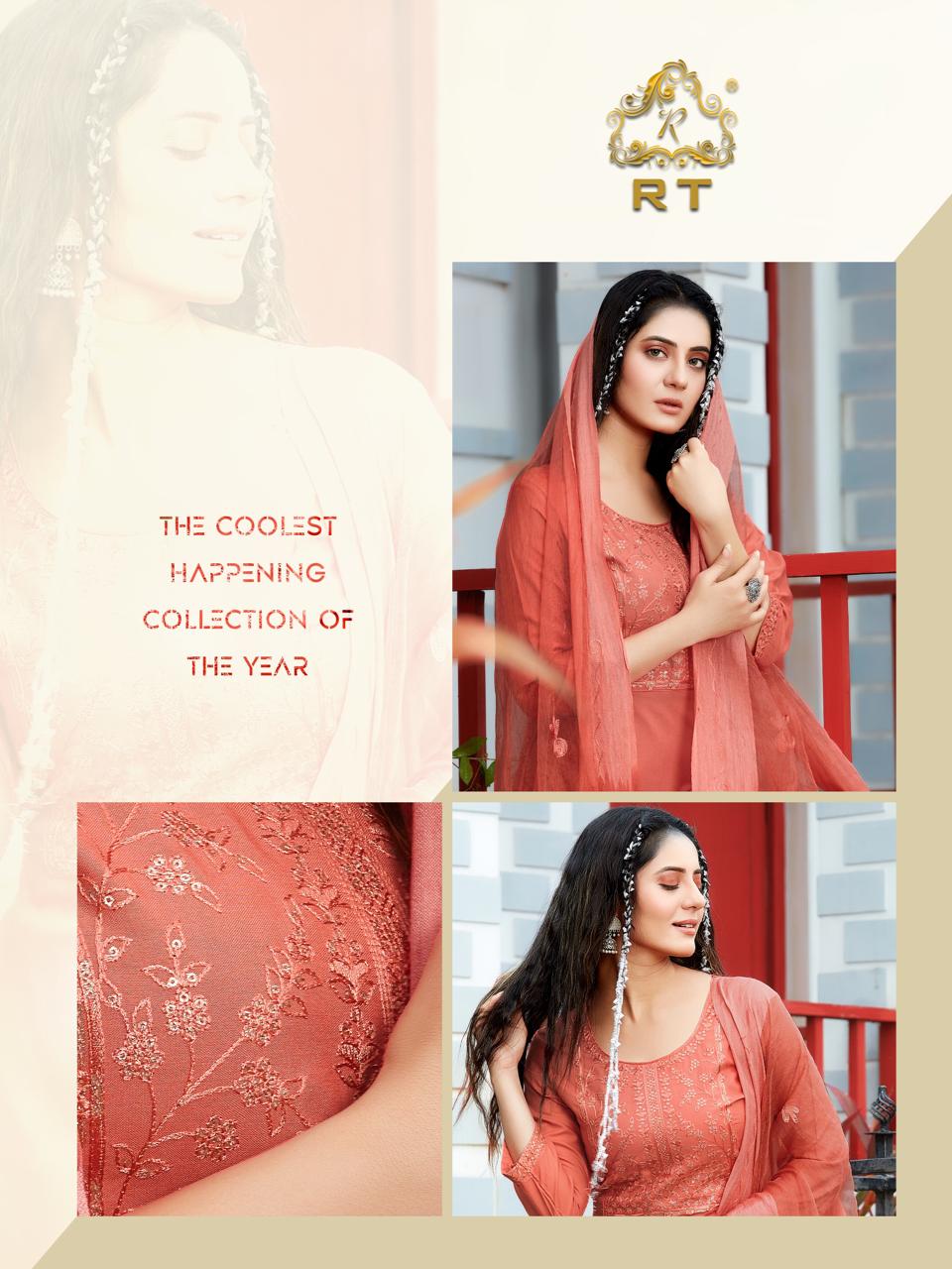 rijiya trends rim jhim rayon regal look kurti with dupatta catalog