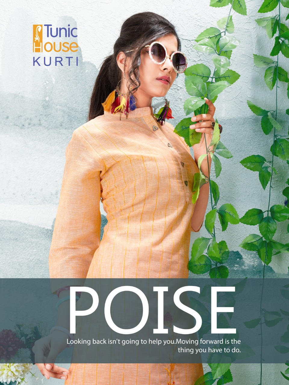 tunic house poise linen attractive look kurti catalog