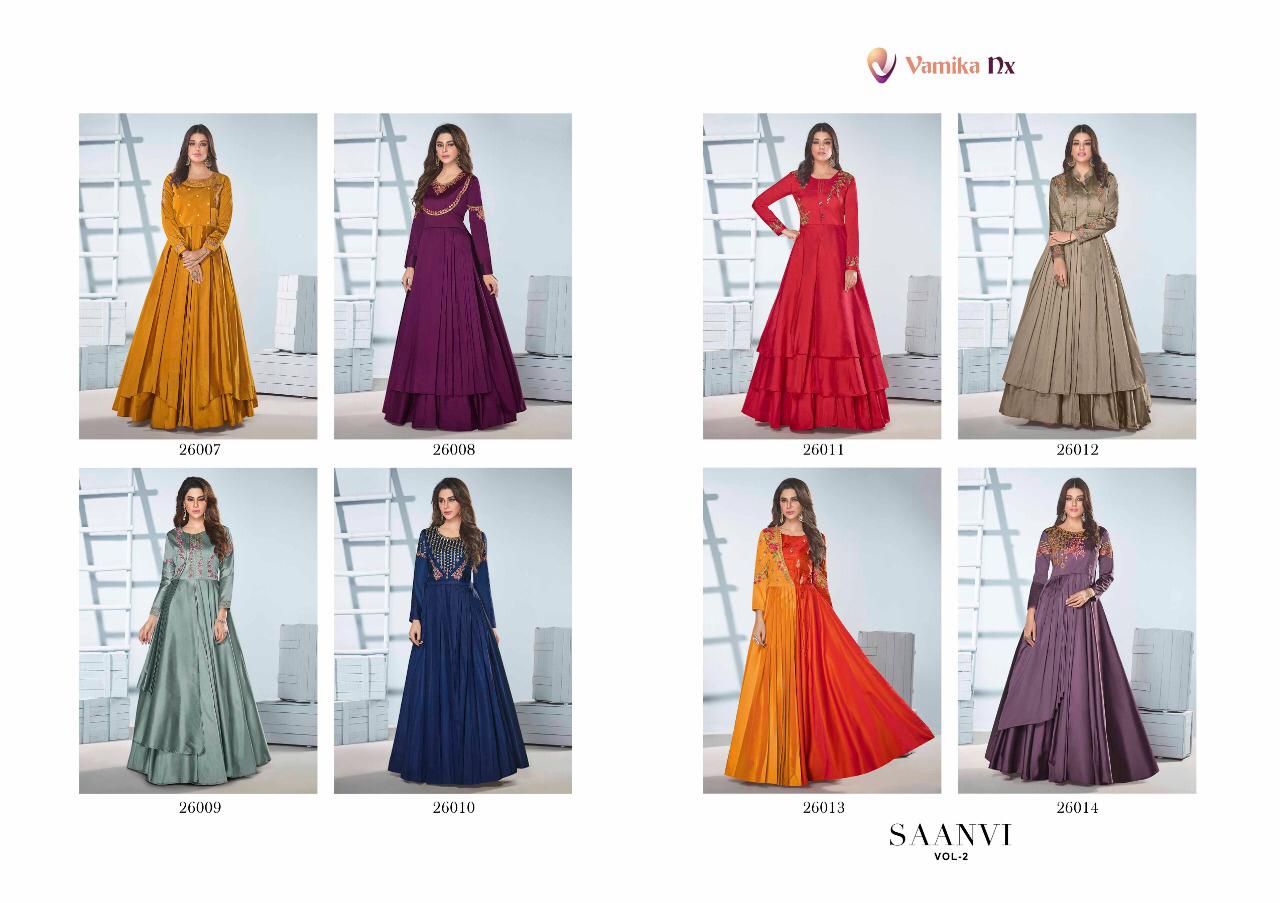 vamika saanvi vol 2 D NO 26007 TO  26014 Soft Tapeta SILK innovative look gown catalog