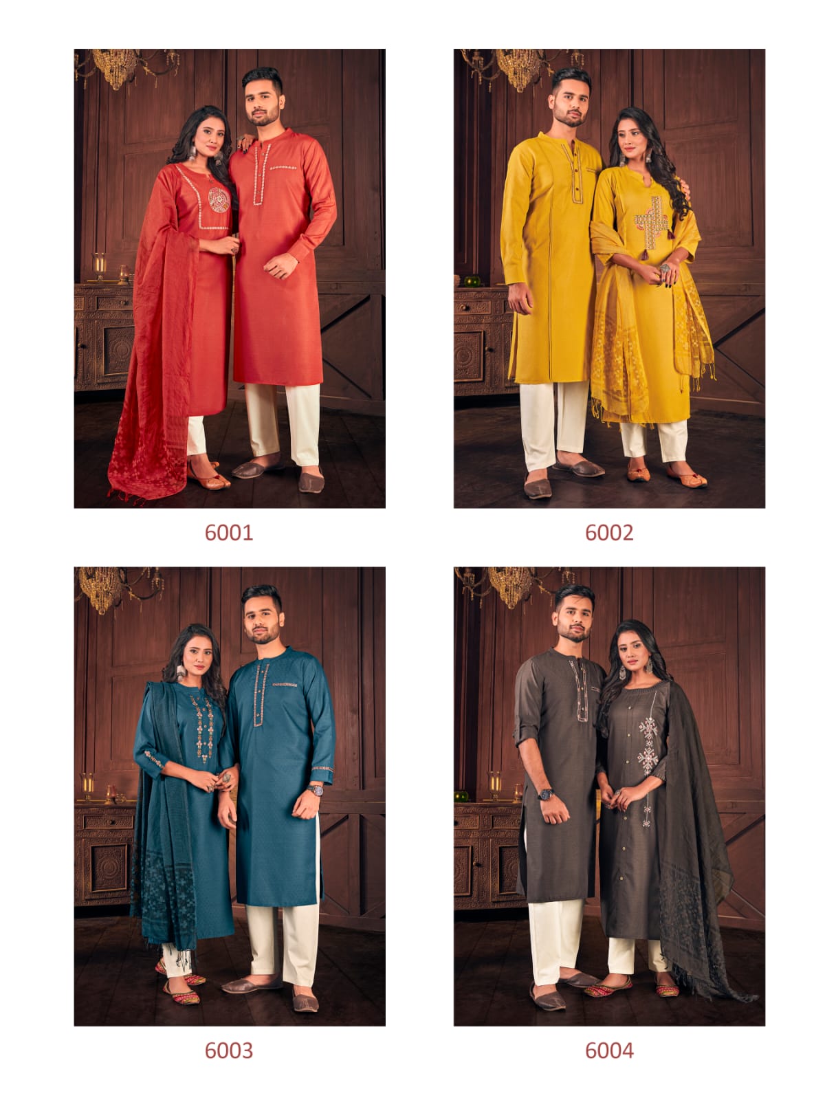 sukanya fashion royal couple 6 cotton regal look couple combo Kurta with Pants n Kurti with Pants n Dupatta catalog