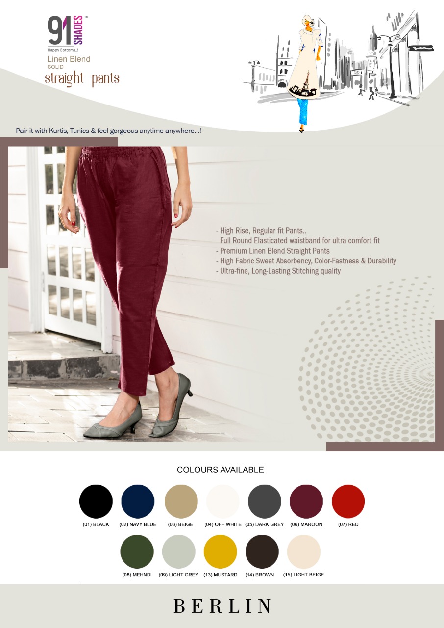 91shades berlin cotton elegant pant colour set