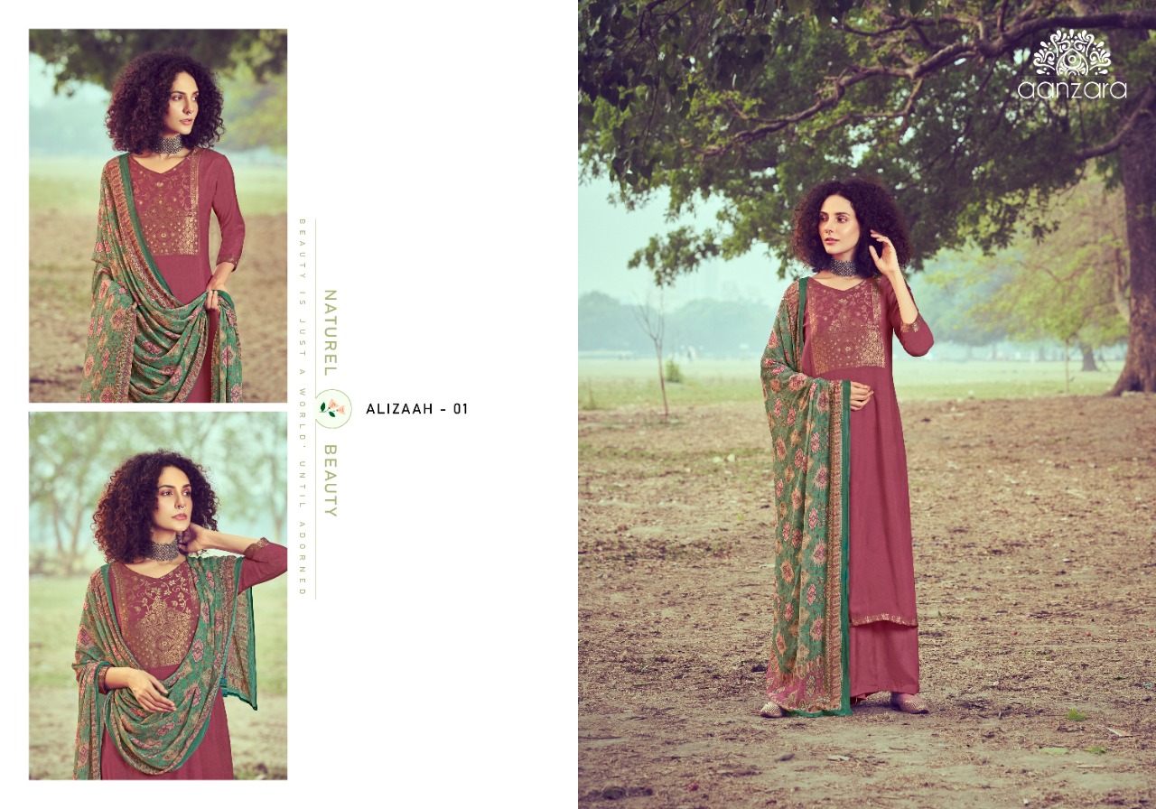 Acme weavers Aanzara Alizaah Collection Dyed Jaquard Silk astonish look salwar suit catalog