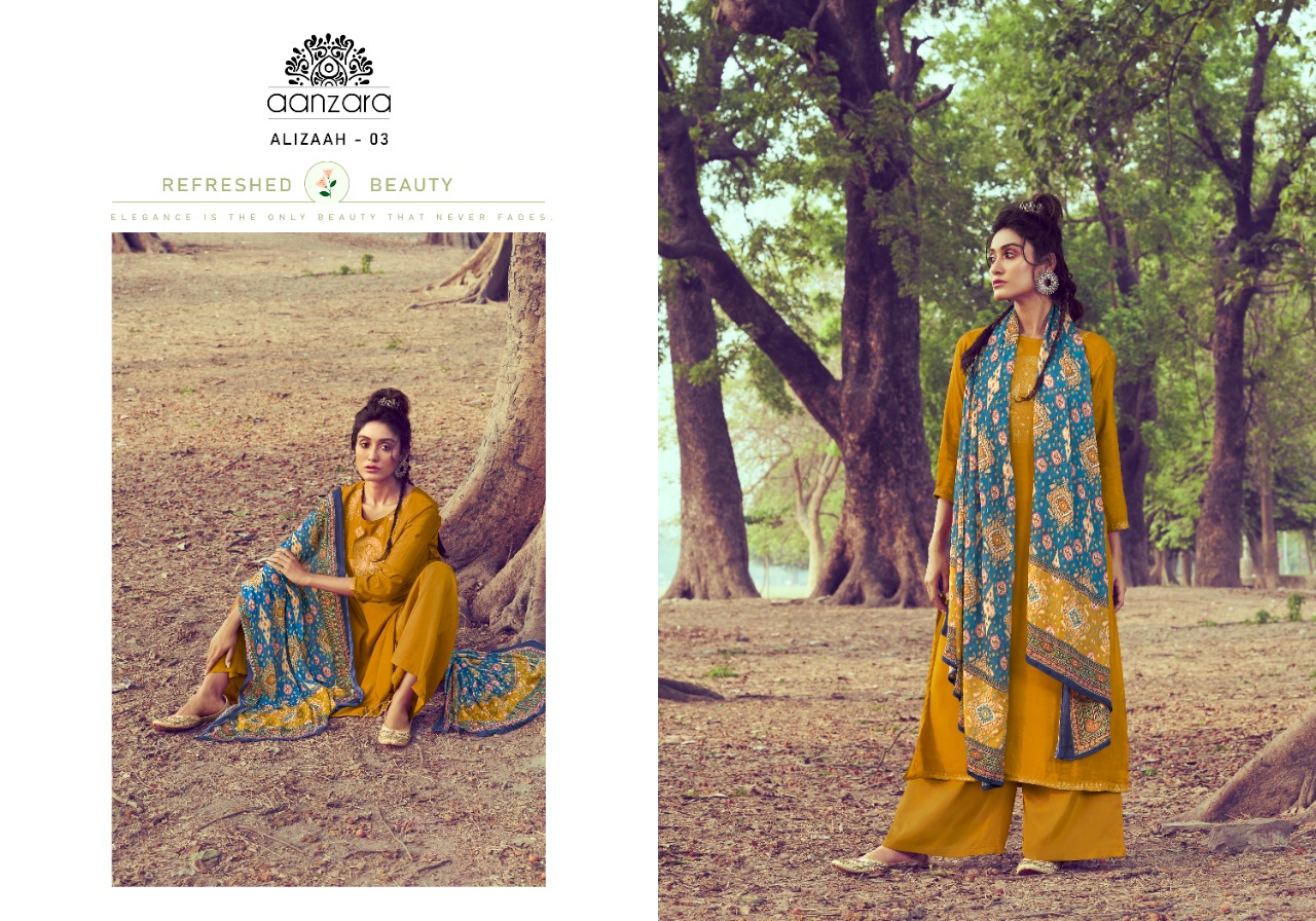 Acme weavers Aanzara Alizaah Collection Dyed Jaquard Silk astonish look salwar suit catalog