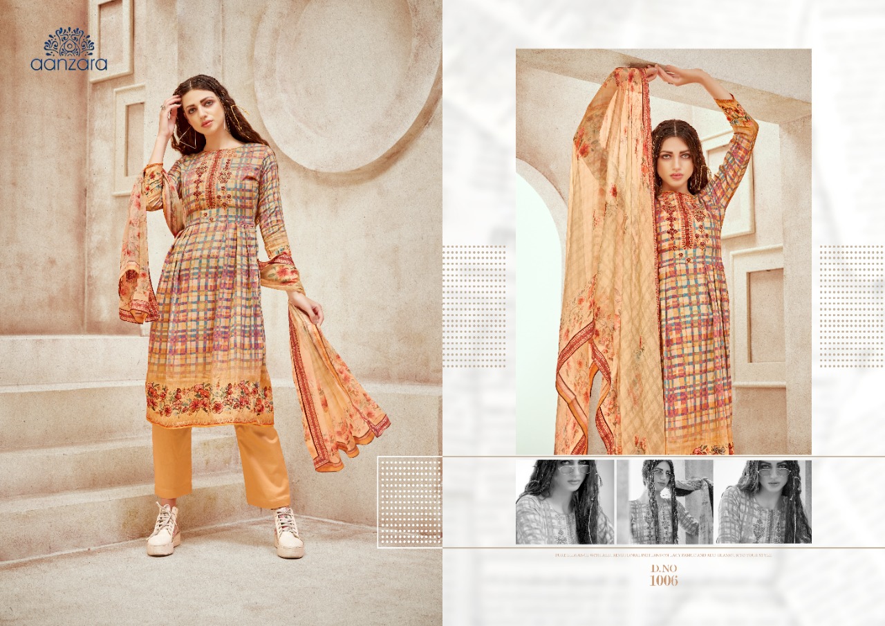Acme weavers Aanzara Kashmira Collection cotton satin regal look salwar suit catalog