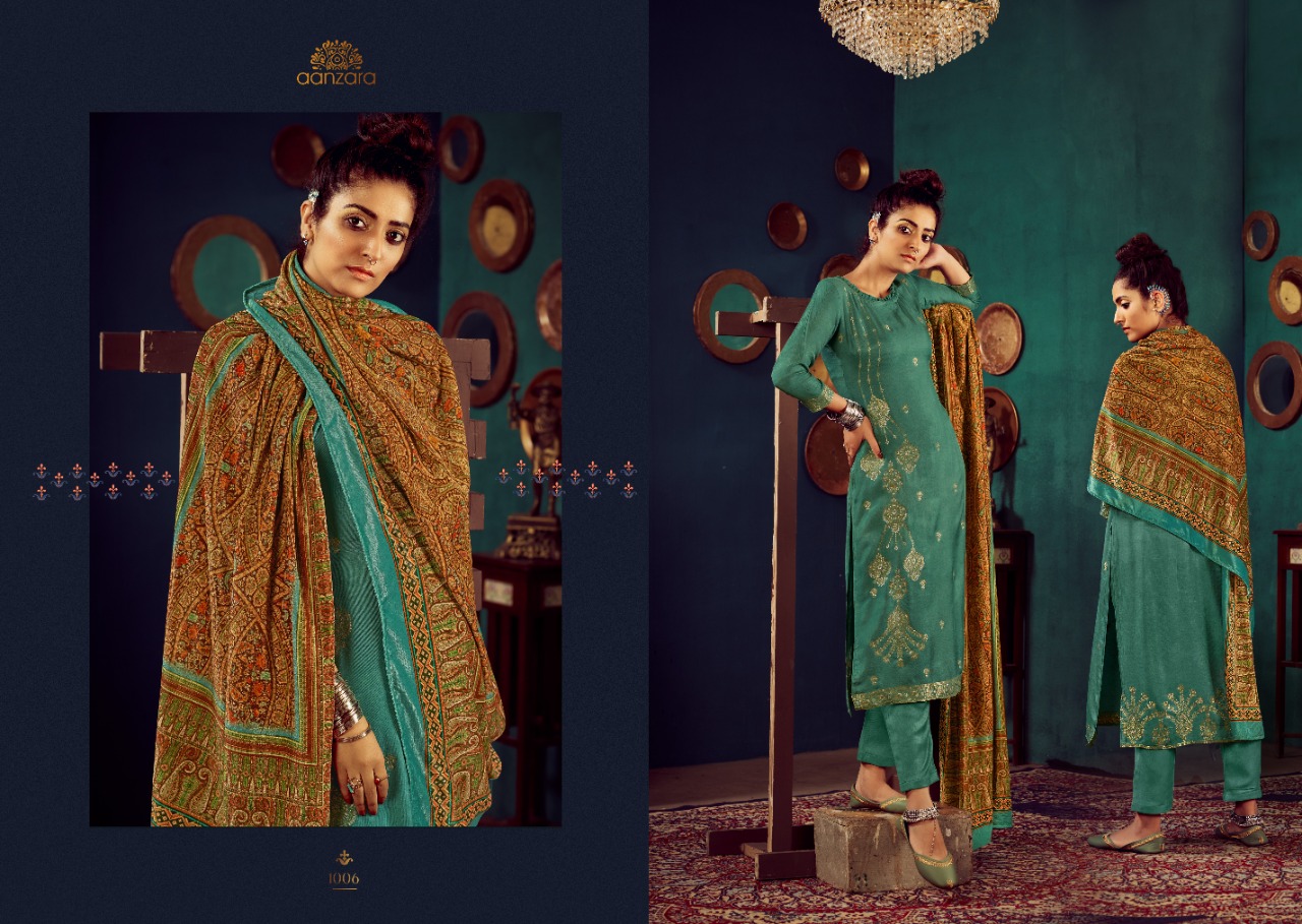Acme Weavers Aanzara Niharaa Collection Dyed Pure Pashmina Rayon innovative look salwar suit catalog