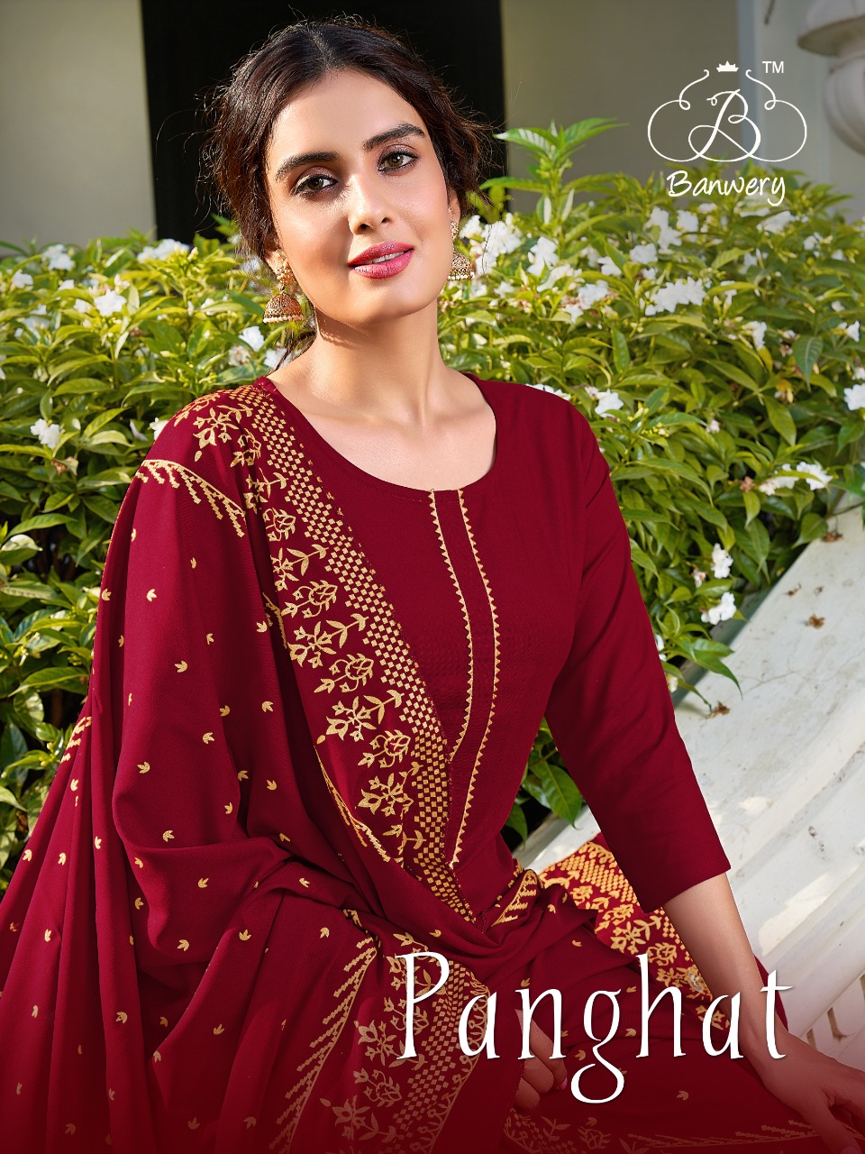 banwery panghat rayon graceful look kurti pant with dupatta catalog