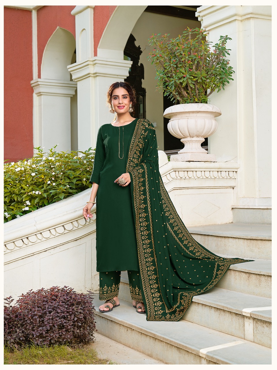 banwery panghat rayon graceful look kurti pant with dupatta catalog