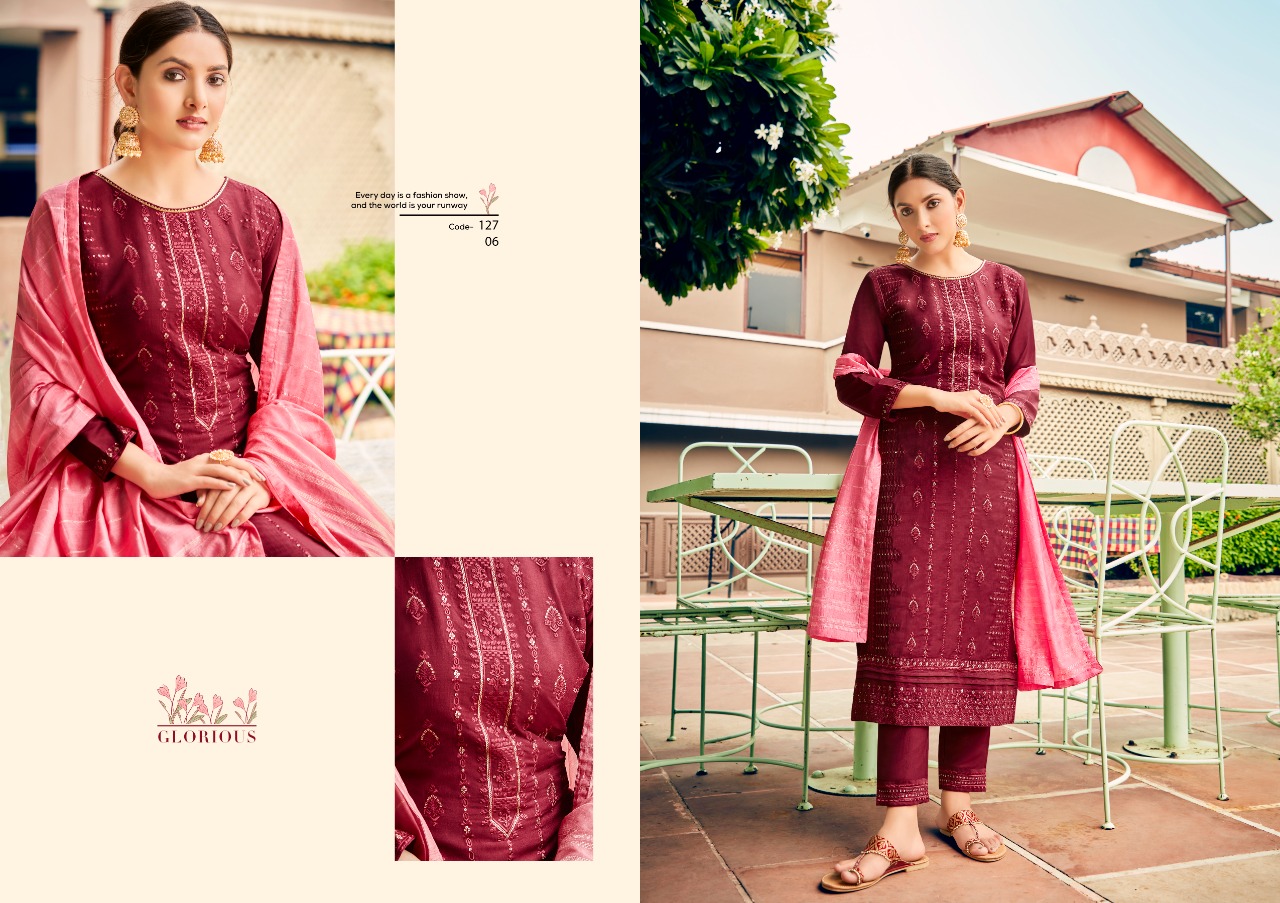 kalaroop by kajree kivi princess 2 silk graceful look kurti pant with dupatta catalog