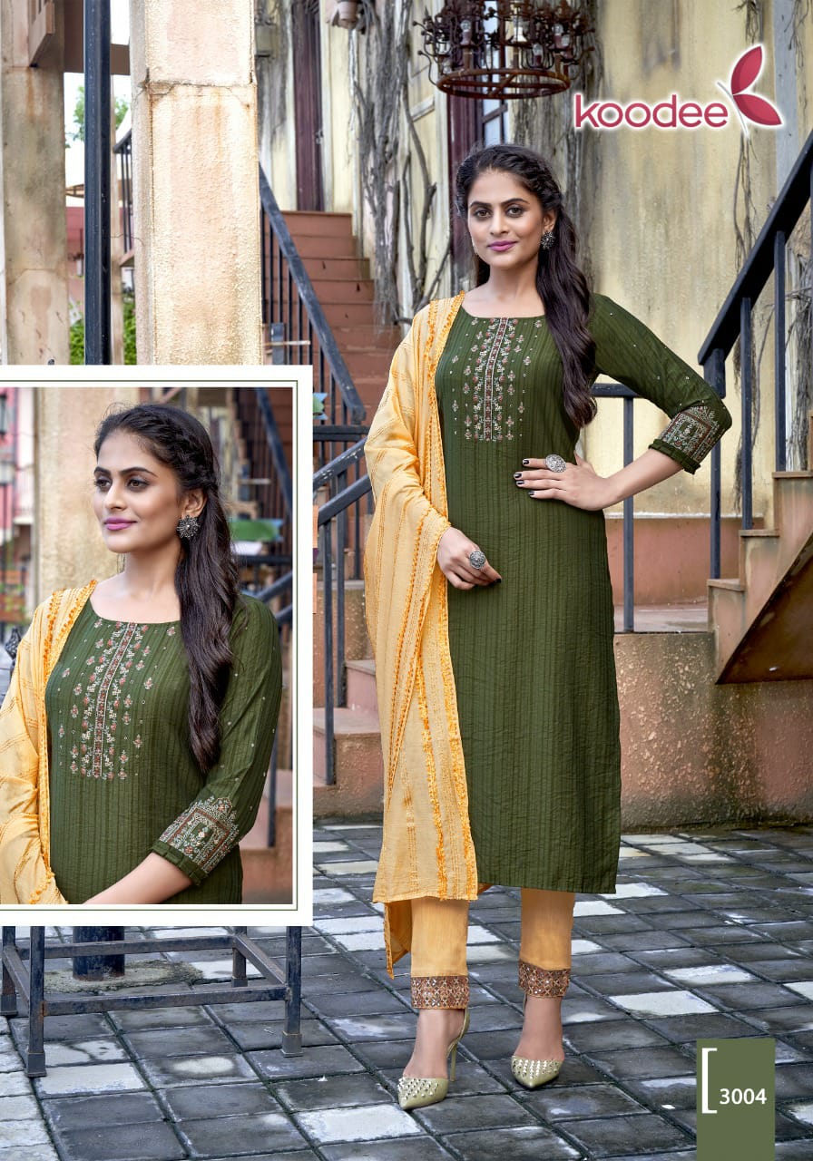 koodee riva vol 1 viscose regal look top with bottom and duppata catalog