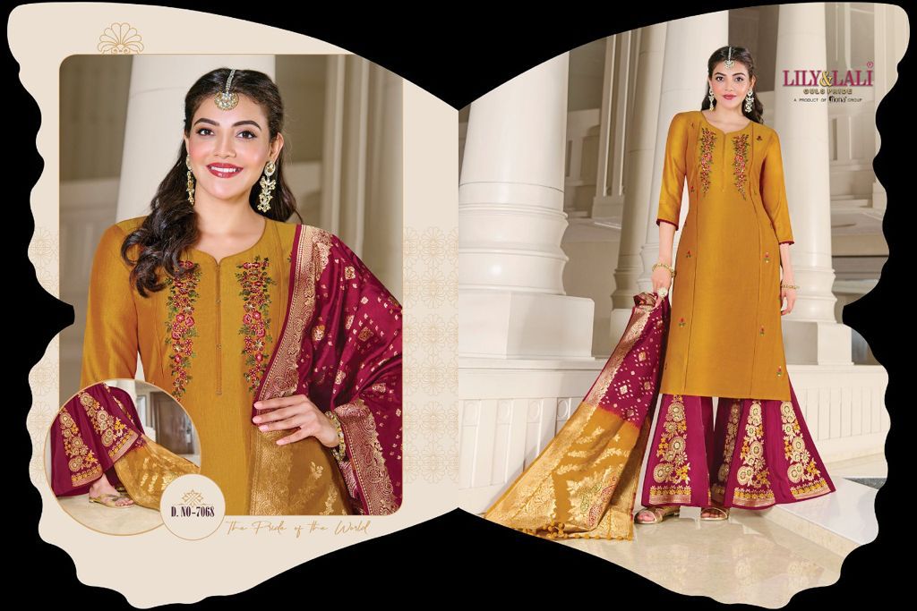 lilly and lali riwaaz 2 silk astonish style kurti divider plazzo with dupatta catalog