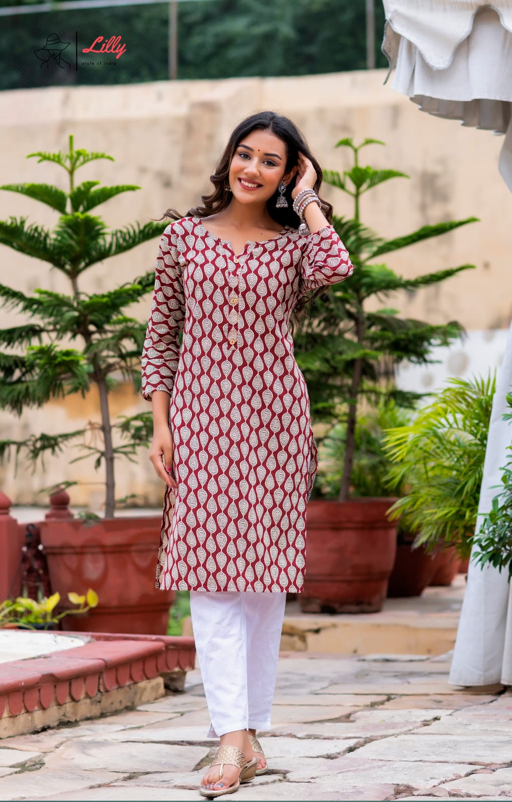 lilly style of india koyal 1 cambric casual wear kurti size set