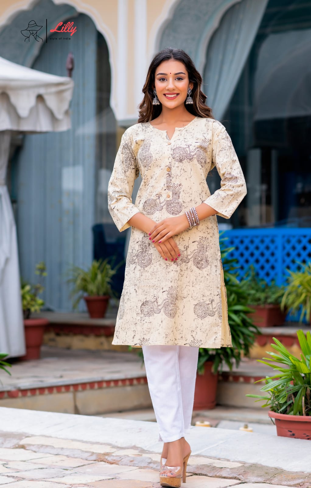 lilly style of india koyal 4 cambric attrective print kurti size set