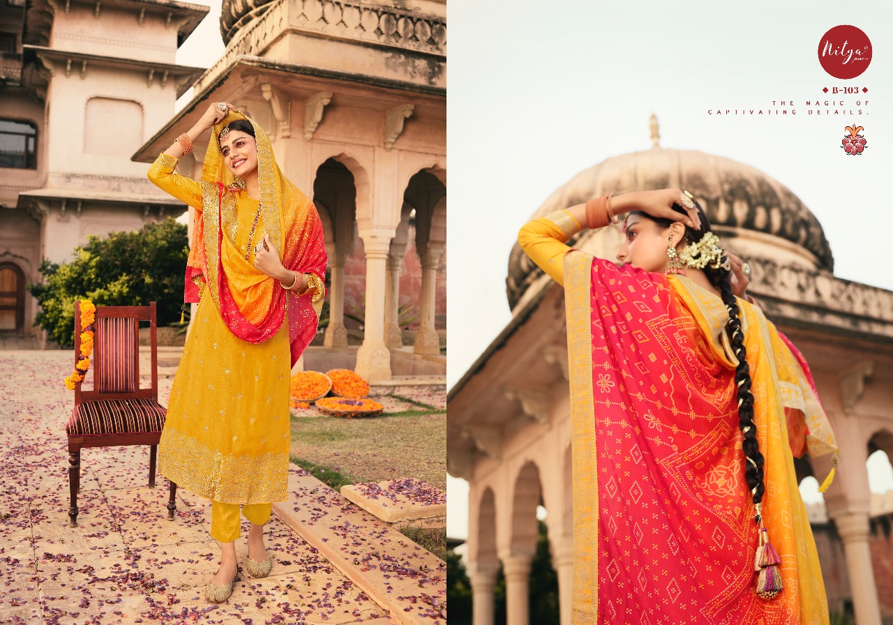 lt nitya bandhani dola jaquard astonishing salwar suit catalog