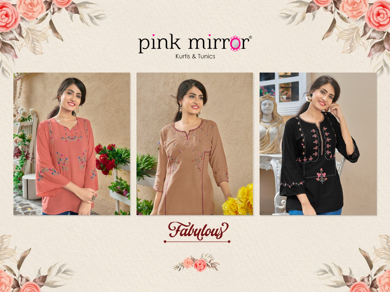 pink mirror fabulous rayon classic trendy  look short top catalog