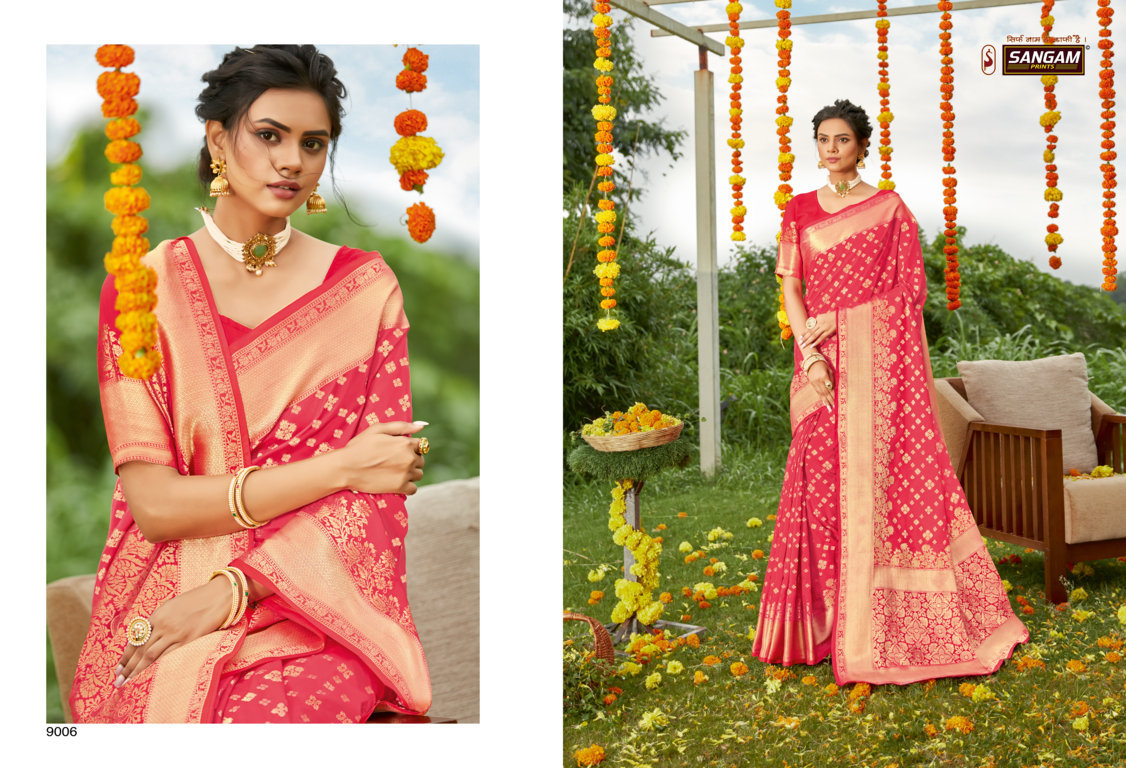 sangam prints shivoham silk silk graceful look saree catalog