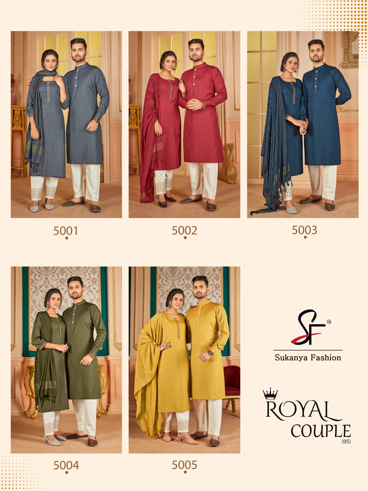sukanya fashion royal couple 5 cotton innovative look couple combo Kurta with Pants n Kurti with Pants n Dupatta