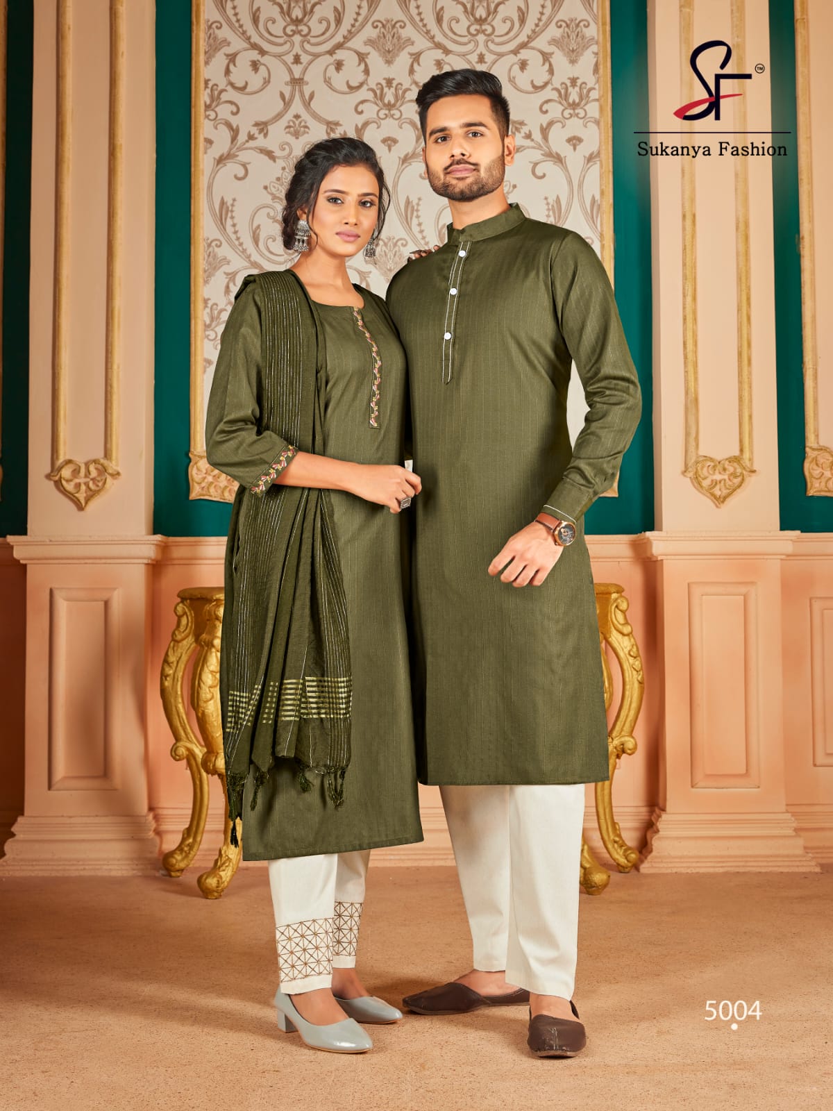 sukanya fashion royal couple 5 cotton innovative look couple combo Kurta with Pants n Kurti with Pants n Dupatta