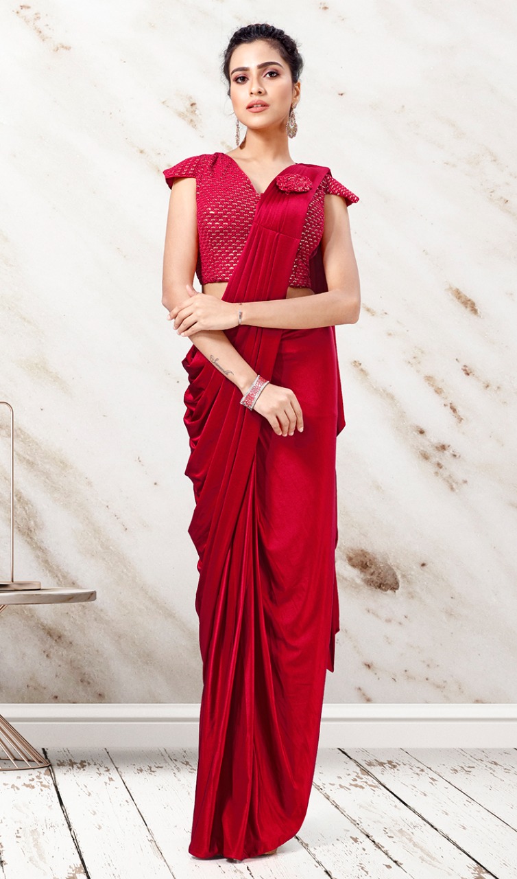 amoha trendz Design No 1015568  Imported Lycra exclusive look saree catalog