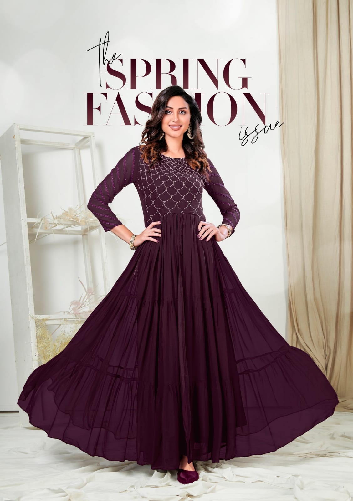 anju fabrics kit kat vol 2 viscose elegant stylish look indo western catalog