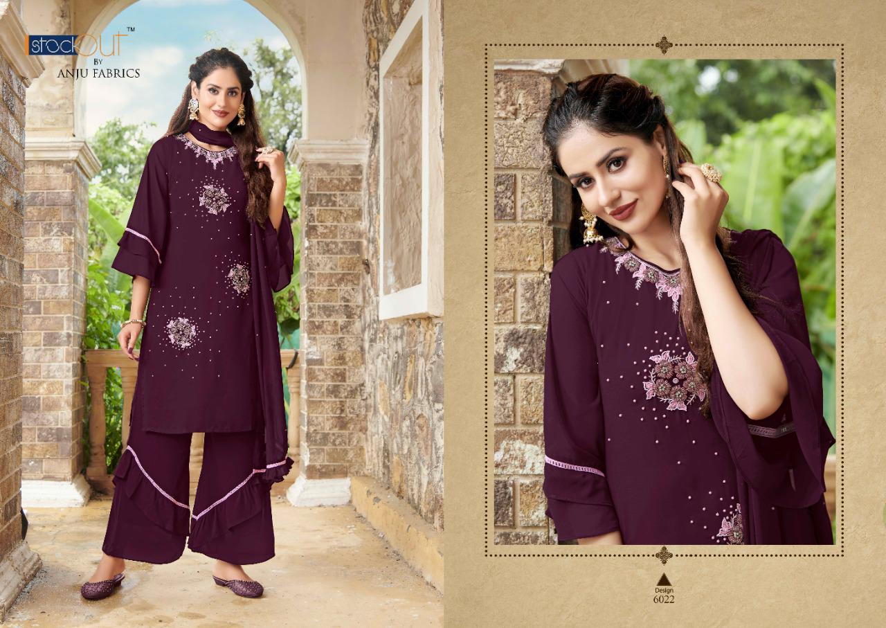 anju fabrics sorted jorjatt elegant top sharara and dupatta catalog