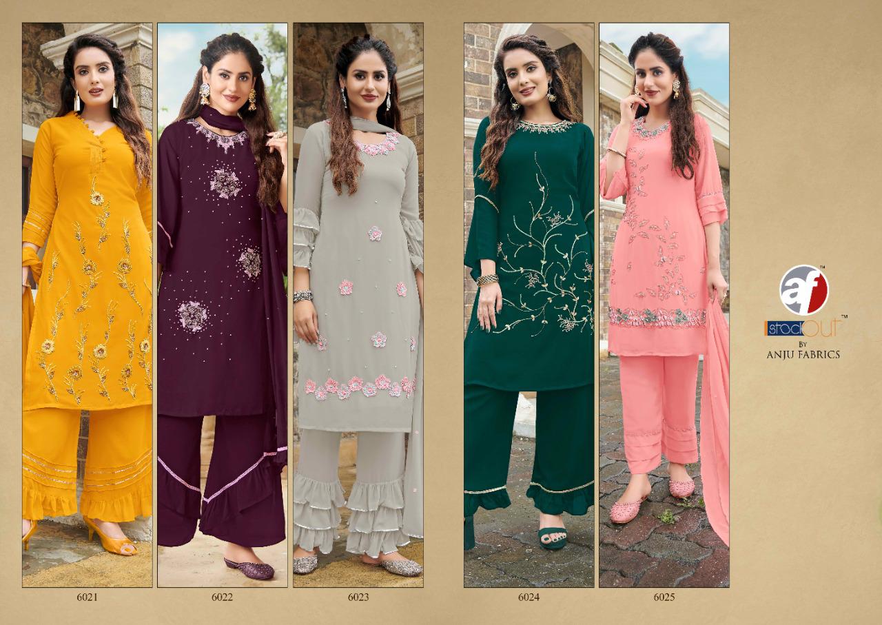 anju fabrics sorted jorjatt elegant top sharara and dupatta catalog