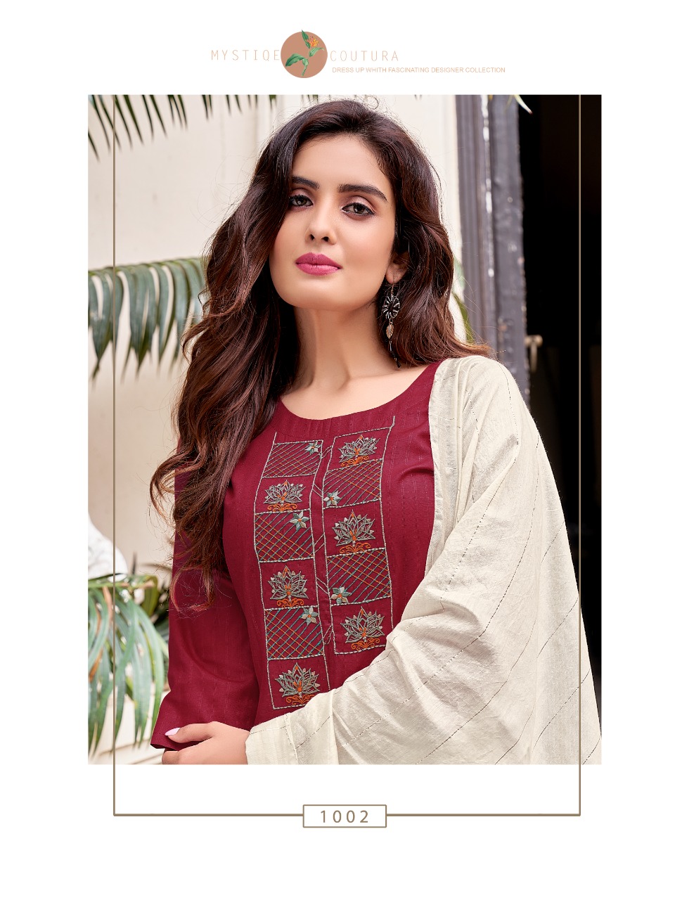 banwery pragati cotton decent embroidary look top with pent  and dupatta catalog