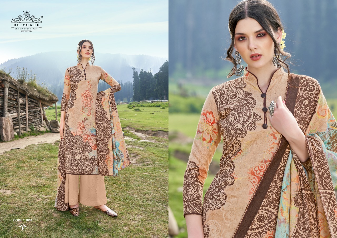 d c vogue gulika wool pashmina innovative print salwar suit catalog