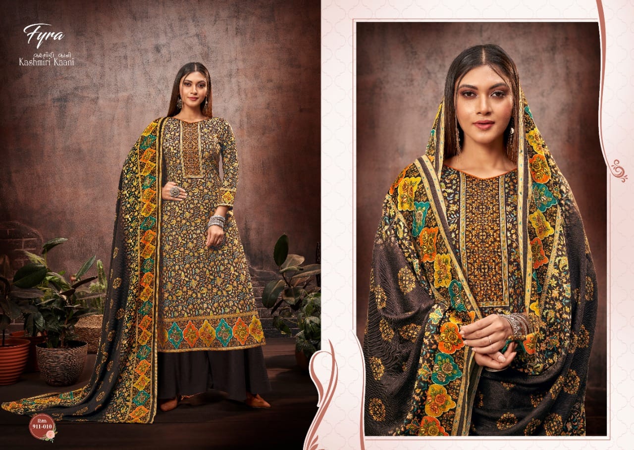 fyra alok suit kashmiri kaani pure wool pashmina exclusive colour and print salwar suit catalog