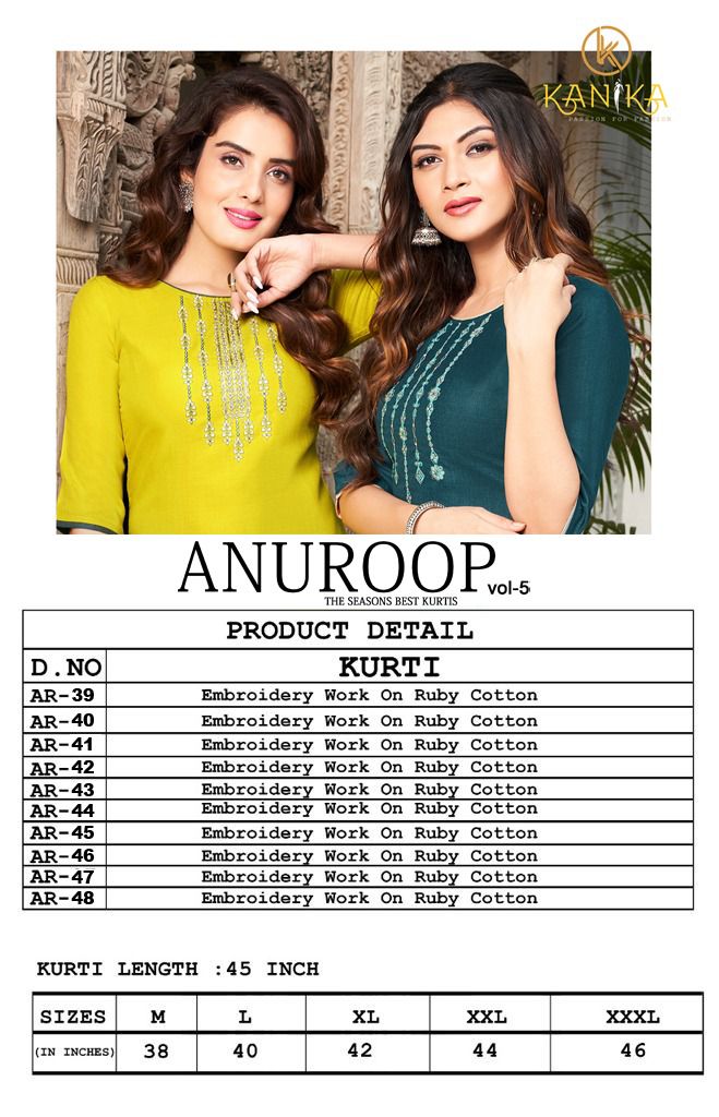 kanika Anuroop vol 5 Rubby silk innovative style kurti catalog