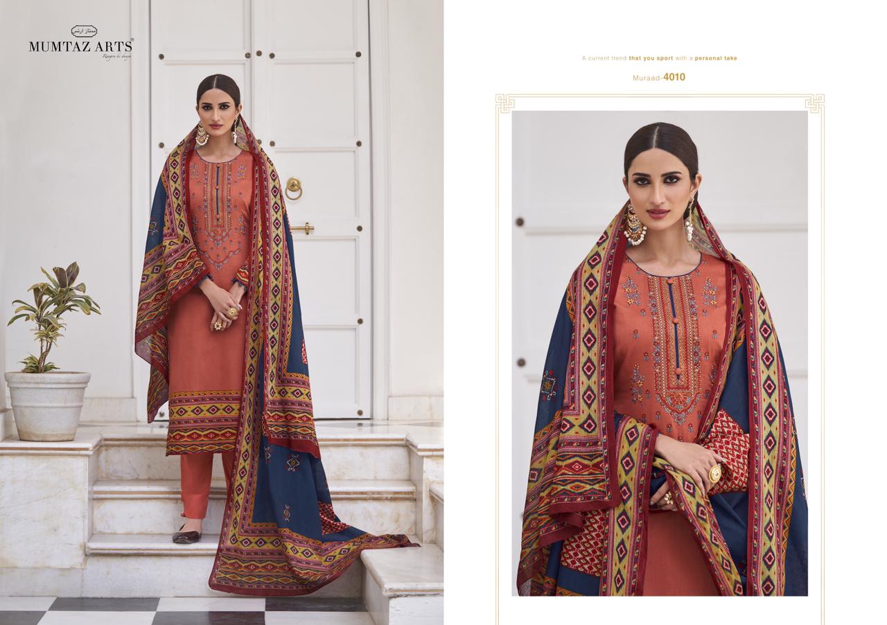 mumtaz arts Muraad jam satin exclusive print and colours salwar suit catalog