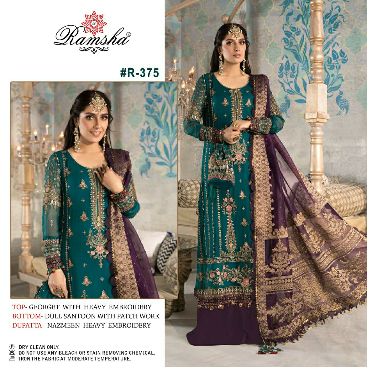 ramsha d no r 375 to r 376 georget catchy look salwar suit catalog