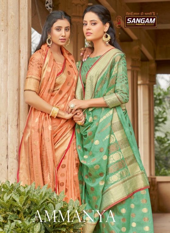 sangam print amanya cotton graceful look saree catalog
