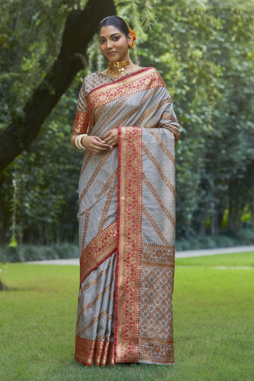 sangam print metalic silk astonishing saree catalog