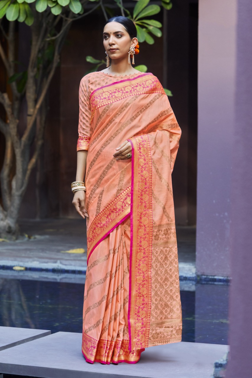 sangam print metalic silk astonishing saree catalog