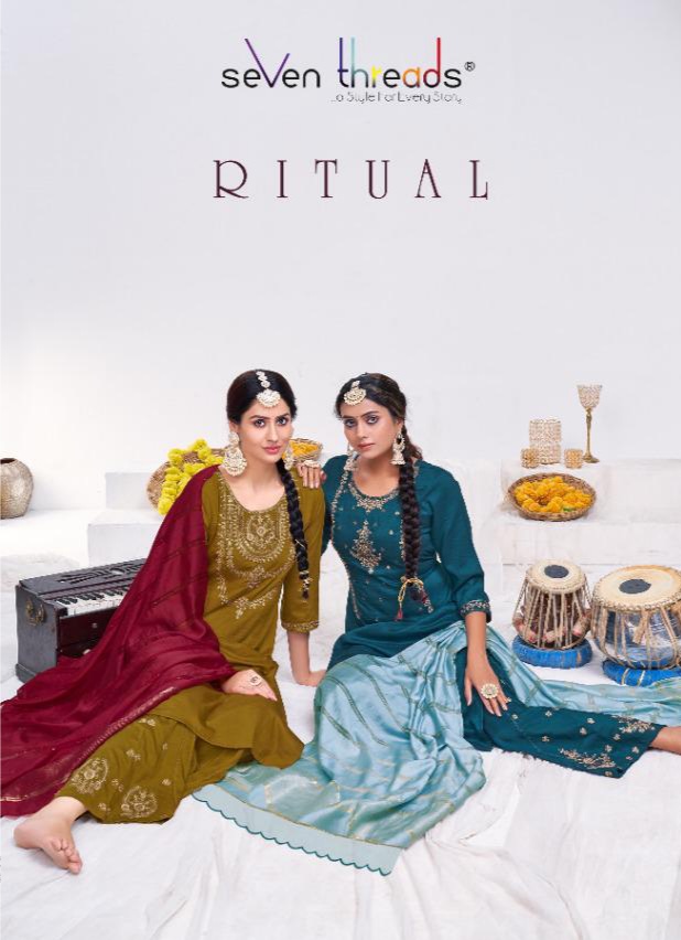seven threads ritual viscous innovative style top bottom and dupatta catalog