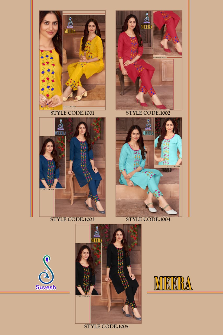 suvesh mira Rubby cotton innovative look kurti with pant catalog