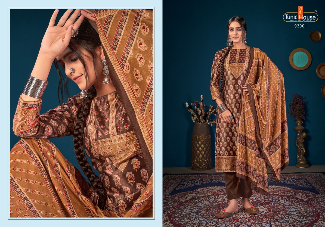 tunic house ikkat velvet graceful look salwar suit catalog